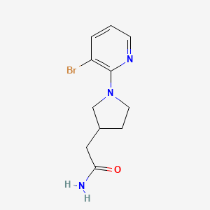 molecular formula C11H14BrN3O B6750457 2-[1-(3-Bromopyridin-2-yl)pyrrolidin-3-yl]acetamide 