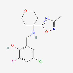 4-Chloro-2-fluoro-6-[[[4-(3-methyl-1,2,4-oxadiazol-5-yl)oxan-4-yl]amino]methyl]phenol