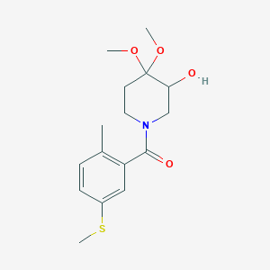 (3-Hydroxy-4,4-dimethoxypiperidin-1-yl)-(2-methyl-5-methylsulfanylphenyl)methanone