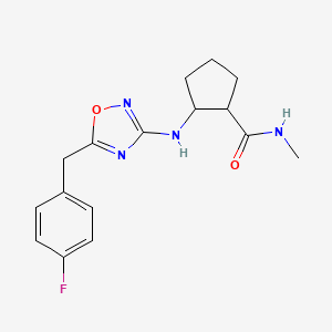 molecular formula C16H19FN4O2 B6750627 2-[[5-[(4-fluorophenyl)methyl]-1,2,4-oxadiazol-3-yl]amino]-N-methylcyclopentane-1-carboxamide 