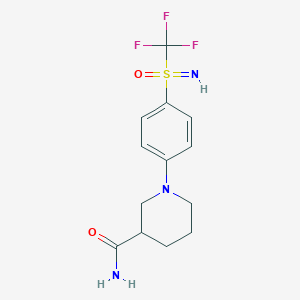 molecular formula C13H16F3N3O2S B6750641 1-[4-(Trifluoromethylsulfonimidoyl)phenyl]piperidine-3-carboxamide 