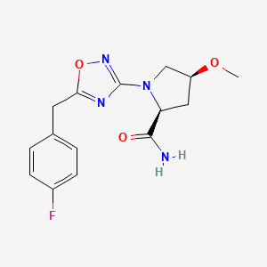 (2S,4S)-1-[5-[(4-fluorophenyl)methyl]-1,2,4-oxadiazol-3-yl]-4-methoxypyrrolidine-2-carboxamide