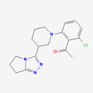 molecular formula C18H21ClN4O B6750649 1-[2-chloro-6-[3-(6,7-dihydro-5H-pyrrolo[2,1-c][1,2,4]triazol-3-yl)piperidin-1-yl]phenyl]ethanone 