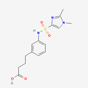 molecular formula C15H19N3O4S B6750664 4-[3-[(1,2-Dimethylimidazol-4-yl)sulfonylamino]phenyl]butanoic acid 