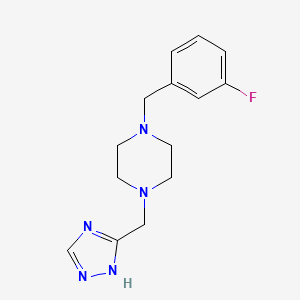 molecular formula C14H18FN5 B6750683 1-[(3-fluorophenyl)methyl]-4-(1H-1,2,4-triazol-5-ylmethyl)piperazine 