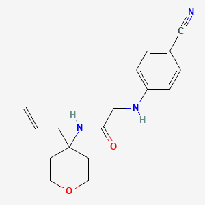 molecular formula C17H21N3O2 B6750692 2-(4-cyanoanilino)-N-(4-prop-2-enyloxan-4-yl)acetamide 