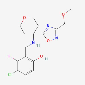 4-Chloro-3-fluoro-2-[[[4-[3-(methoxymethyl)-1,2,4-oxadiazol-5-yl]oxan-4-yl]amino]methyl]phenol