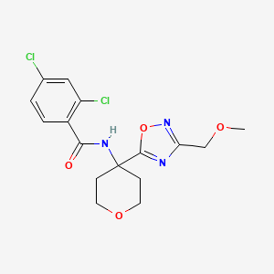 2,4-dichloro-N-[4-[3-(methoxymethyl)-1,2,4-oxadiazol-5-yl]oxan-4-yl]benzamide