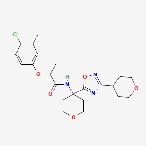 2-(4-chloro-3-methylphenoxy)-N-[4-[3-(oxan-4-yl)-1,2,4-oxadiazol-5-yl]oxan-4-yl]propanamide