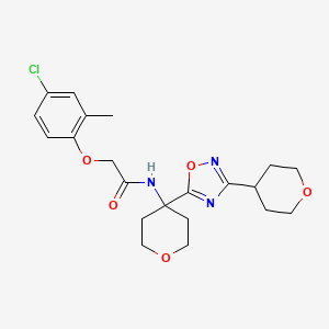 molecular formula C21H26ClN3O5 B6750738 2-(4-chloro-2-methylphenoxy)-N-[4-[3-(oxan-4-yl)-1,2,4-oxadiazol-5-yl]oxan-4-yl]acetamide 