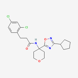 N-[4-(3-cyclopentyl-1,2,4-oxadiazol-5-yl)oxan-4-yl]-3-(2,4-dichlorophenyl)propanamide