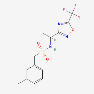 molecular formula C13H14F3N3O3S B6750807 1-(3-methylphenyl)-N-[1-[5-(trifluoromethyl)-1,2,4-oxadiazol-3-yl]ethyl]methanesulfonamide 