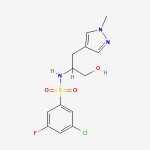 molecular formula C13H15ClFN3O3S B6750808 3-chloro-5-fluoro-N-[1-hydroxy-3-(1-methylpyrazol-4-yl)propan-2-yl]benzenesulfonamide 