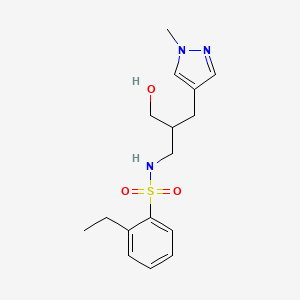 molecular formula C16H23N3O3S B6750820 2-ethyl-N-[2-(hydroxymethyl)-3-(1-methylpyrazol-4-yl)propyl]benzenesulfonamide 