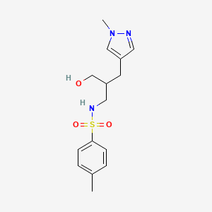 molecular formula C15H21N3O3S B6750829 N-[2-(hydroxymethyl)-3-(1-methylpyrazol-4-yl)propyl]-4-methylbenzenesulfonamide 