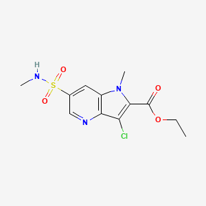 molecular formula C12H14ClN3O4S B6750877 Ethyl 3-chloro-1-methyl-6-(methylsulfamoyl)pyrrolo[3,2-b]pyridine-2-carboxylate 