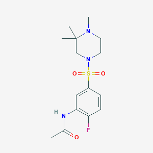 molecular formula C15H22FN3O3S B6750892 N-[2-fluoro-5-(3,3,4-trimethylpiperazin-1-yl)sulfonylphenyl]acetamide 