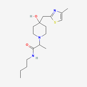 molecular formula C17H29N3O2S B6750924 N-butyl-2-[4-hydroxy-4-[(4-methyl-1,3-thiazol-2-yl)methyl]piperidin-1-yl]propanamide 