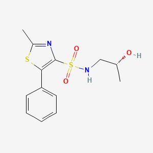 molecular formula C13H16N2O3S2 B6750945 N-[(2R)-2-hydroxypropyl]-2-methyl-5-phenyl-1,3-thiazole-4-sulfonamide 