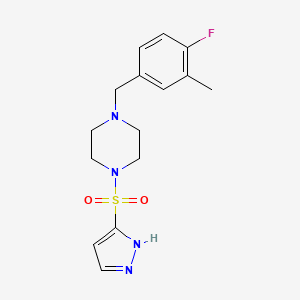 1-[(4-fluoro-3-methylphenyl)methyl]-4-(1H-pyrazol-5-ylsulfonyl)piperazine