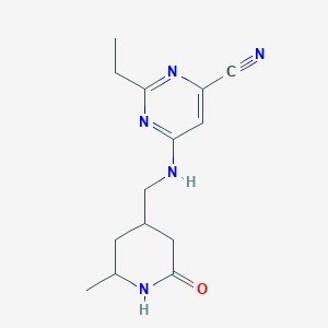 2-Ethyl-6-[(2-methyl-6-oxopiperidin-4-yl)methylamino]pyrimidine-4-carbonitrile