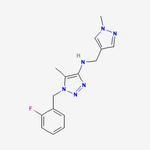 molecular formula C15H17FN6 B6751053 1-[(2-fluorophenyl)methyl]-5-methyl-N-[(1-methylpyrazol-4-yl)methyl]triazol-4-amine 