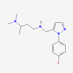 molecular formula C16H23FN4 B6751068 1-N-[[2-(4-fluorophenyl)pyrazol-3-yl]methyl]-3-N,3-N-dimethylbutane-1,3-diamine 