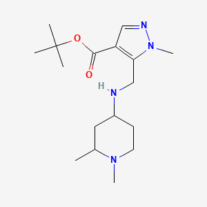 molecular formula C17H30N4O2 B6751116 Tert-butyl 5-[[(1,2-dimethylpiperidin-4-yl)amino]methyl]-1-methylpyrazole-4-carboxylate 