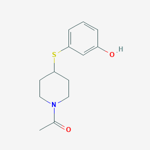 molecular formula C13H17NO2S B6751136 1-[4-(3-Hydroxyphenyl)sulfanylpiperidin-1-yl]ethanone 