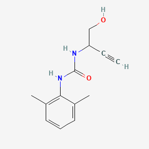 molecular formula C13H16N2O2 B6751241 1-(2,6-Dimethylphenyl)-3-(1-hydroxybut-3-yn-2-yl)urea 