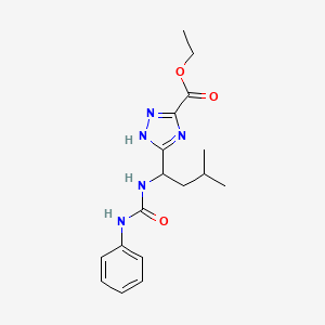 molecular formula C17H23N5O3 B6751251 ethyl 5-[3-methyl-1-(phenylcarbamoylamino)butyl]-1H-1,2,4-triazole-3-carboxylate 