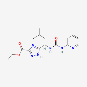 molecular formula C16H22N6O3 B6751262 ethyl 5-[3-methyl-1-(pyridin-2-ylcarbamoylamino)butyl]-1H-1,2,4-triazole-3-carboxylate 