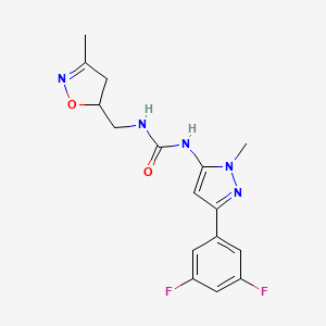 1-[5-(3,5-Difluorophenyl)-2-methylpyrazol-3-yl]-3-[(3-methyl-4,5-dihydro-1,2-oxazol-5-yl)methyl]urea