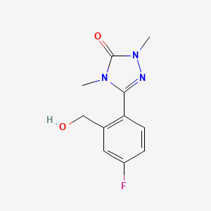 molecular formula C11H12FN3O2 B6751287 5-[4-Fluoro-2-(hydroxymethyl)phenyl]-2,4-dimethyl-1,2,4-triazol-3-one 