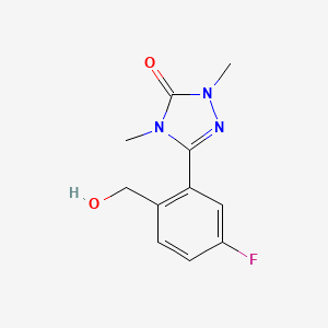 molecular formula C11H12FN3O2 B6751293 5-[5-Fluoro-2-(hydroxymethyl)phenyl]-2,4-dimethyl-1,2,4-triazol-3-one 