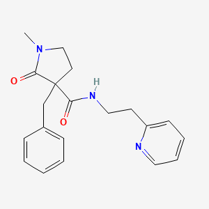 molecular formula C20H23N3O2 B6751322 3-benzyl-1-methyl-2-oxo-N-(2-pyridin-2-ylethyl)pyrrolidine-3-carboxamide 