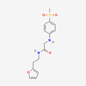 N-[2-(furan-2-yl)ethyl]-2-(4-methylsulfonylanilino)acetamide