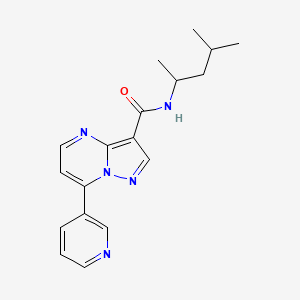 molecular formula C18H21N5O B6751390 N-(4-methylpentan-2-yl)-7-pyridin-3-ylpyrazolo[1,5-a]pyrimidine-3-carboxamide 