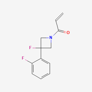 molecular formula C12H11F2NO B6751406 1-[3-Fluoro-3-(2-fluorophenyl)azetidin-1-yl]prop-2-en-1-one 