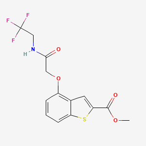 molecular formula C14H12F3NO4S B6751443 Methyl 4-[2-oxo-2-(2,2,2-trifluoroethylamino)ethoxy]-1-benzothiophene-2-carboxylate 