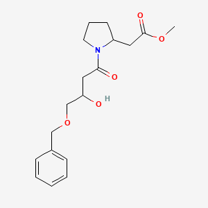 molecular formula C18H25NO5 B6751527 Methyl 2-[1-(3-hydroxy-4-phenylmethoxybutanoyl)pyrrolidin-2-yl]acetate 