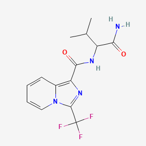 molecular formula C14H15F3N4O2 B6751533 N-(1-amino-3-methyl-1-oxobutan-2-yl)-3-(trifluoromethyl)imidazo[1,5-a]pyridine-1-carboxamide 