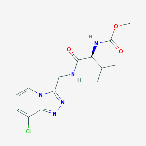 molecular formula C14H18ClN5O3 B6751534 methyl N-[(2S)-1-[(8-chloro-[1,2,4]triazolo[4,3-a]pyridin-3-yl)methylamino]-3-methyl-1-oxobutan-2-yl]carbamate 