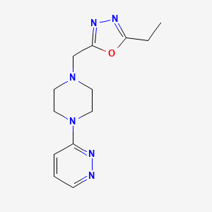 molecular formula C13H18N6O B6751585 2-Ethyl-5-[(4-pyridazin-3-ylpiperazin-1-yl)methyl]-1,3,4-oxadiazole 