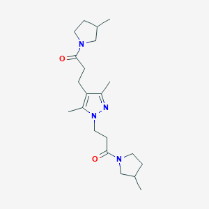 3-[3,5-Dimethyl-1-[3-(3-methylpyrrolidin-1-yl)-3-oxopropyl]pyrazol-4-yl]-1-(3-methylpyrrolidin-1-yl)propan-1-one