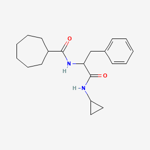 molecular formula C20H28N2O2 B6751634 N-[1-(cyclopropylamino)-1-oxo-3-phenylpropan-2-yl]cycloheptanecarboxamide 