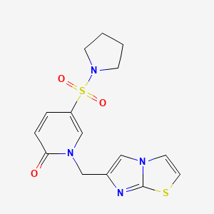 molecular formula C15H16N4O3S2 B6751661 1-(Imidazo[2,1-b][1,3]thiazol-6-ylmethyl)-5-pyrrolidin-1-ylsulfonylpyridin-2-one 