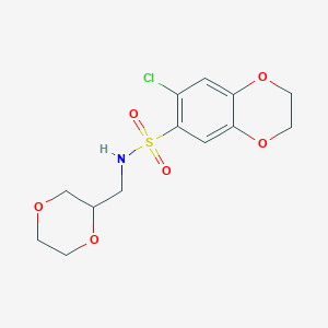 6-chloro-N-(1,4-dioxan-2-ylmethyl)-2,3-dihydro-1,4-benzodioxine-7-sulfonamide