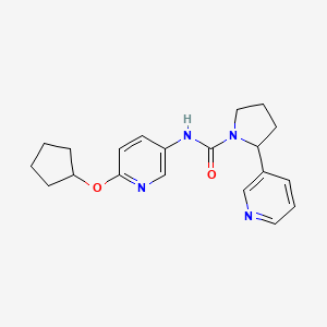 molecular formula C20H24N4O2 B6751746 N-(6-cyclopentyloxypyridin-3-yl)-2-pyridin-3-ylpyrrolidine-1-carboxamide 