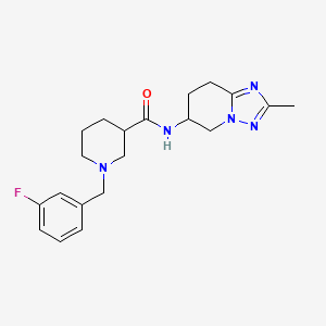 molecular formula C20H26FN5O B6751752 1-[(3-fluorophenyl)methyl]-N-(2-methyl-5,6,7,8-tetrahydro-[1,2,4]triazolo[1,5-a]pyridin-6-yl)piperidine-3-carboxamide 